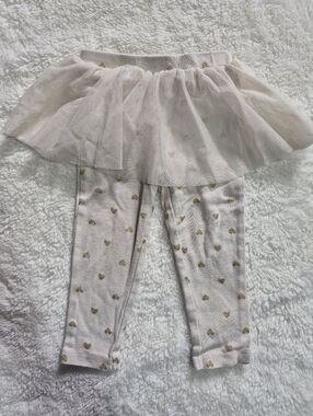 Carters 18 Month Tulle Skirted Leggings with Gold Hearts